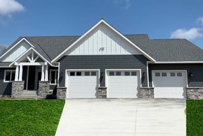 James Hardie Siding, Marvin Windows, Boulder Creak Stone & Clopay Overhead Door